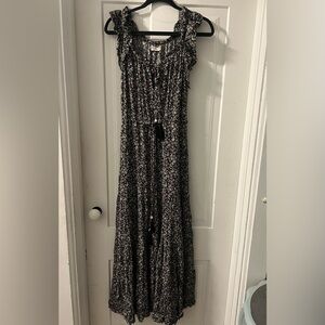 Natural Life Floral Black Maxi Dress with Tassel Tie